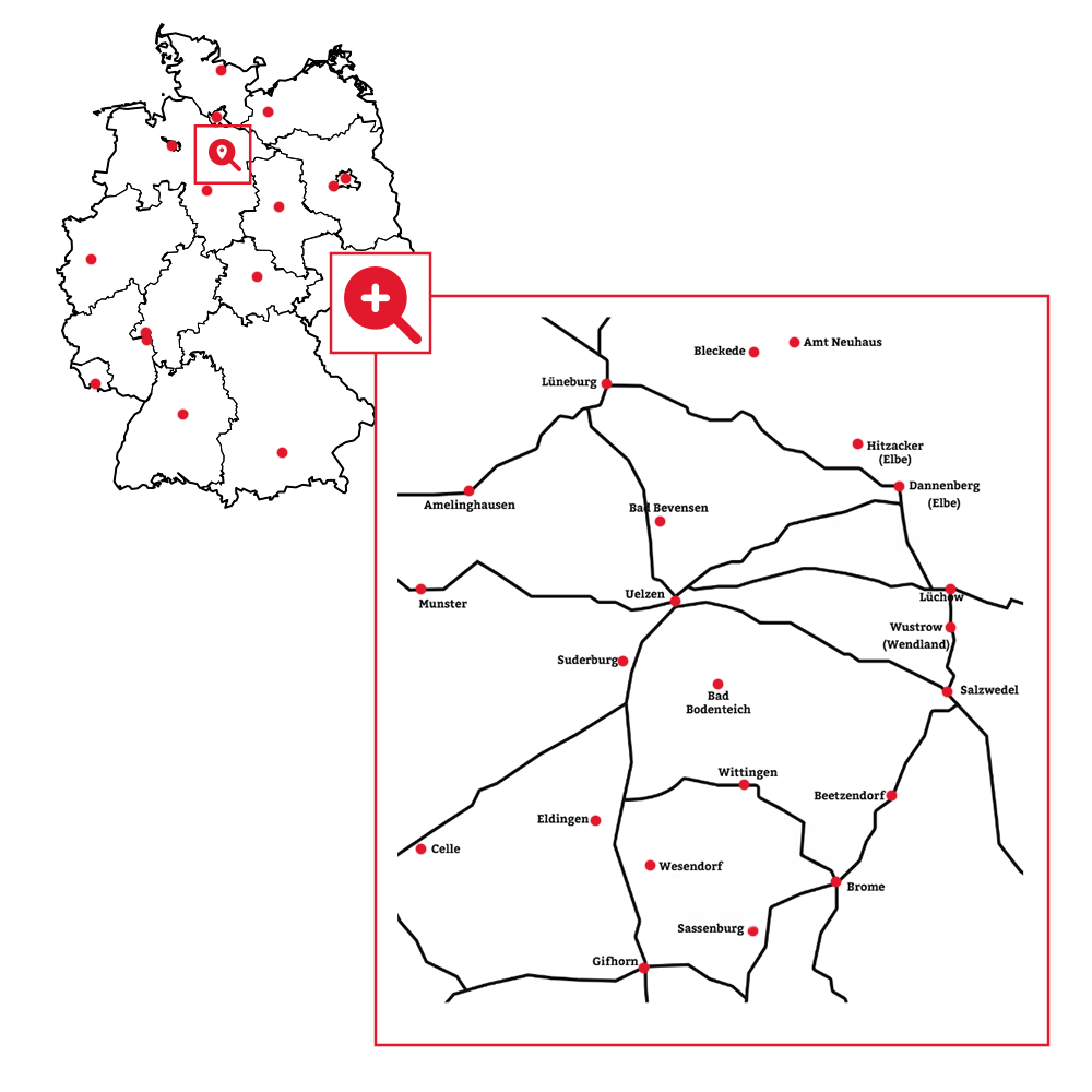 Karte mit klickbaren Standorten